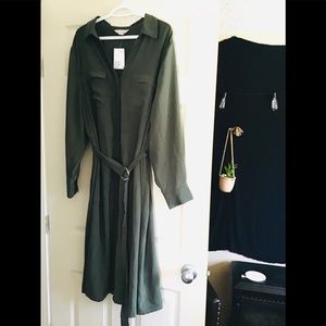 olive green H&M shirt dress